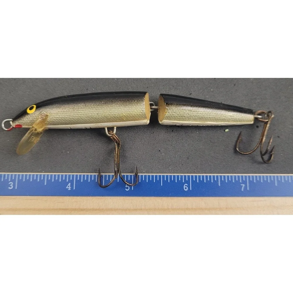 Vintage Rapala Wooden Jointed Gold Fishing Lure J-11